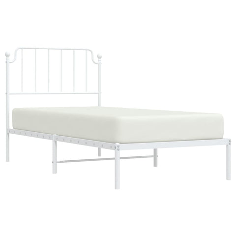 vidaXL Metal Bed Frame without Mattress with Headboard White 90x190cm