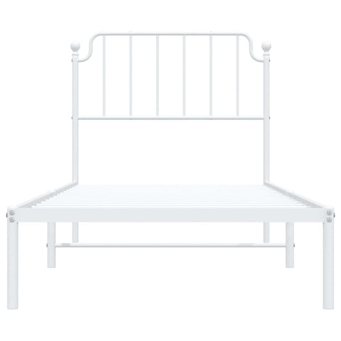 vidaXL Metal Bed Frame without Mattress with Headboard White 90x190cm