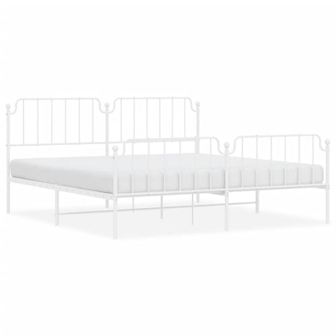 vidaXL Metal Bed Frame without Mattress with Footboard White 200x200cm