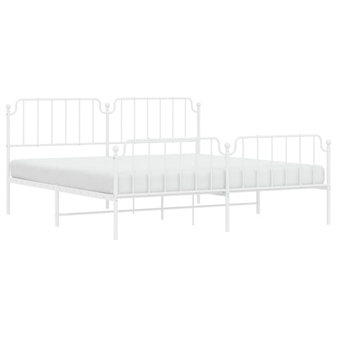 vidaXL Metal Bed Frame without Mattress with Footboard White 200x200cm