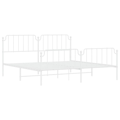 vidaXL Metal Bed Frame without Mattress with Footboard White 200x200cm