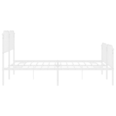 vidaXL Metal Bed Frame without Mattress with Footboard White 200x200cm