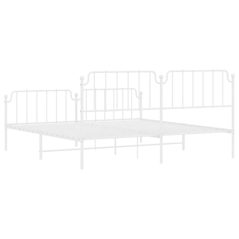 vidaXL Metal Bed Frame without Mattress with Footboard White 200x200cm