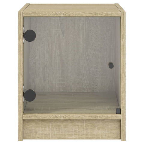 vidaXL Bedside Cabinets with Glass Doors 2 pcs Sonoma Oak 35x37x42 cm