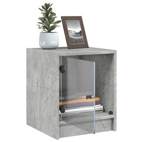 vidaXL Bedside Cabinets with Glass Doors 2 pcs Concrete Grey 35x37x42 cm