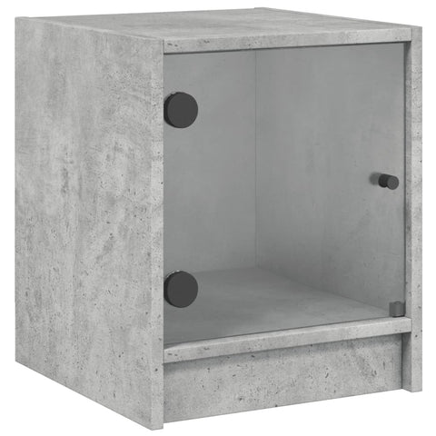 vidaXL Bedside Cabinets with Glass Doors 2 pcs Concrete Grey 35x37x42 cm