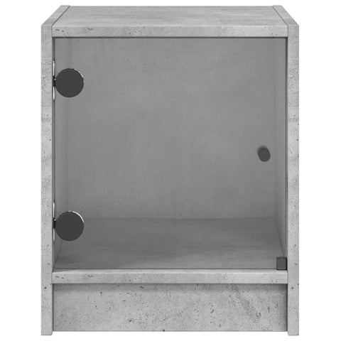 vidaXL Bedside Cabinets with Glass Doors 2 pcs Concrete Grey 35x37x42 cm