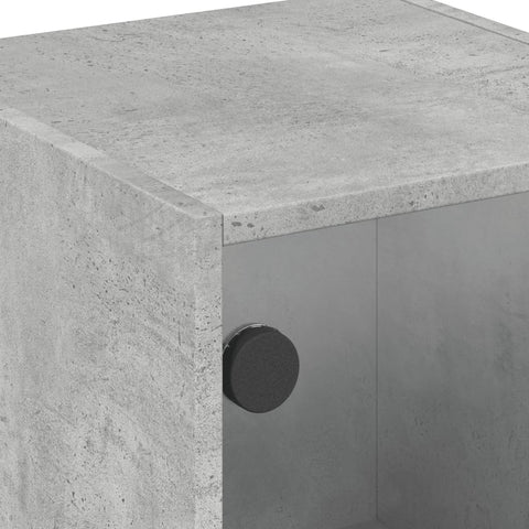 vidaXL Bedside Cabinets with Glass Doors 2 pcs Concrete Grey 35x37x42 cm
