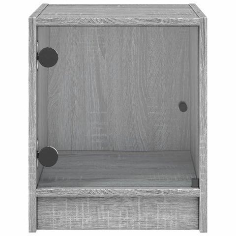 vidaXL Bedside Cabinet with Glass Door Grey Sonoma 35x37x42 cm