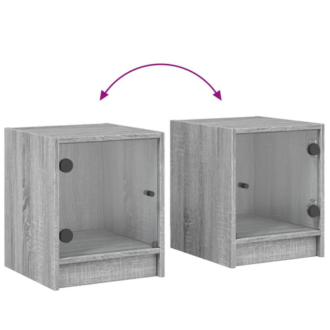vidaXL Bedside Cabinet with Glass Door Grey Sonoma 35x37x42 cm