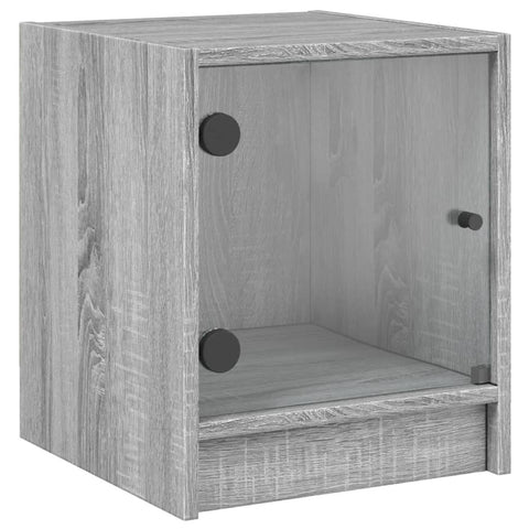 vidaXL Bedside Cabinets with Glass Doors 2 pcs Grey Sonoma 35x37x42 cm