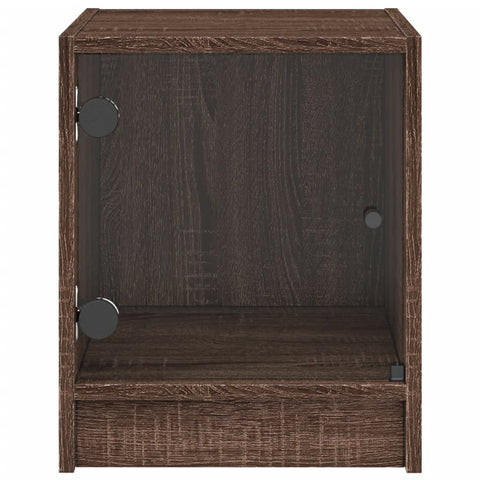 vidaXL Bedside Cabinet with Glass Door Brown Oak 35x37x42 cm