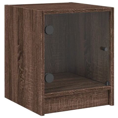 vidaXL Bedside Cabinets with Glass Doors 2 pcs Brown Oak 35x37x42 cm