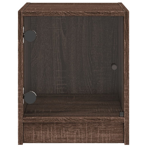 vidaXL Bedside Cabinets with Glass Doors 2 pcs Brown Oak 35x37x42 cm