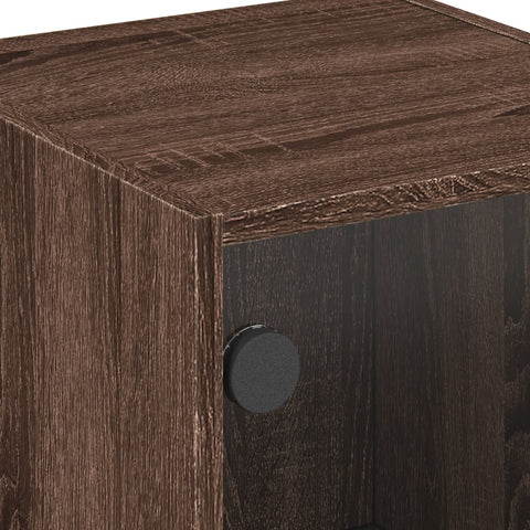 vidaXL Bedside Cabinets with Glass Doors 2 pcs Brown Oak 35x37x42 cm