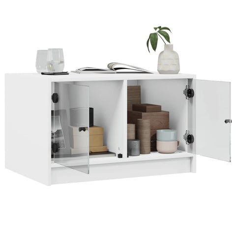 vidaXL Coffee Table with Glass Doors White 68x50x42 cm