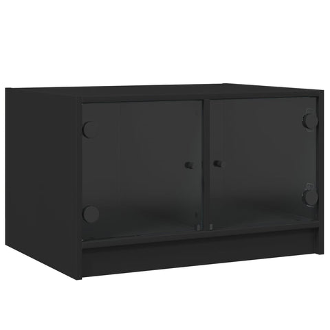 vidaXL Coffee Table with Glass Doors Black 68x50x42 cm