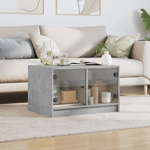 vidaXL Coffee Table with Glass Doors Concrete Grey 68x50x42 cm