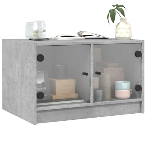 vidaXL Coffee Table with Glass Doors Concrete Grey 68x50x42 cm