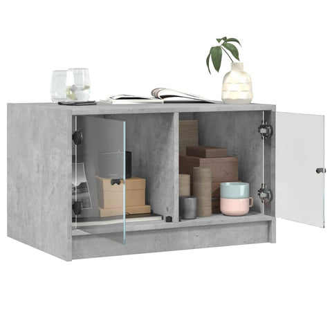 vidaXL Coffee Table with Glass Doors Concrete Grey 68x50x42 cm