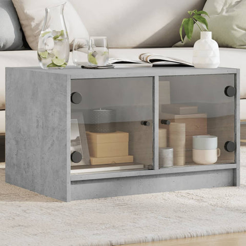 vidaXL Coffee Table with Glass Doors Concrete Grey 68x50x42 cm