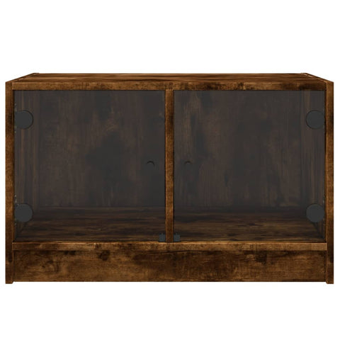 vidaXL Coffee Table with Glass Doors Smoked Oak 68x50x42 cm