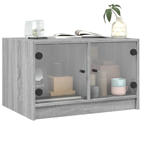 vidaXL Coffee Table with Glass Doors Grey Sonoma 68x50x42 cm