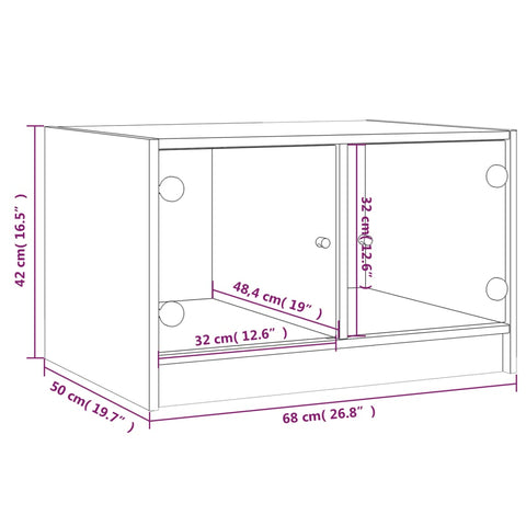 vidaXL Coffee Table with Glass Doors Grey Sonoma 68x50x42 cm