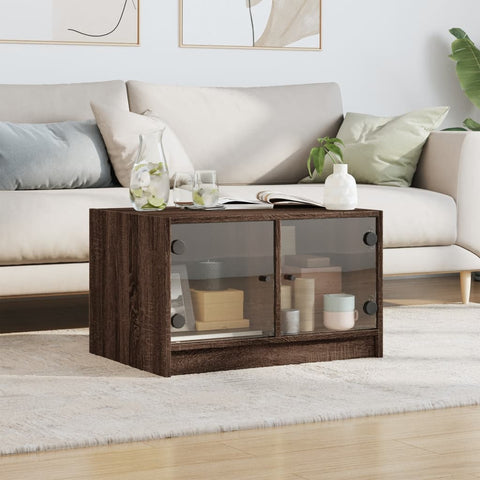 vidaXL Coffee Table with Glass Doors Brown Oak 68x50x42 cm
