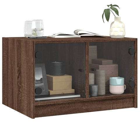 vidaXL Coffee Table with Glass Doors Brown Oak 68x50x42 cm