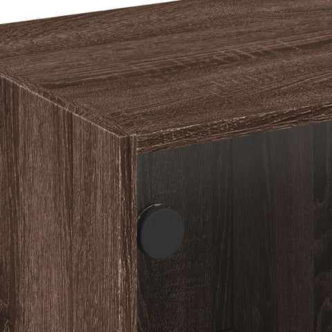 vidaXL Coffee Table with Glass Doors Brown Oak 68x50x42 cm