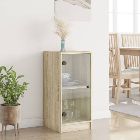 vidaXL Side Cabinet with Glass Doors Sonoma Oak 35x37x75.5 cm