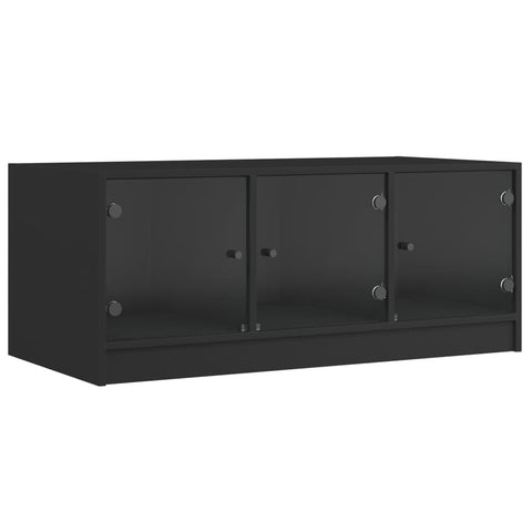vidaXL Coffee Table with Glass Doors Black 102x50x42 cm