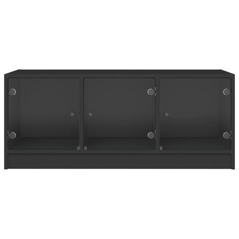 vidaXL Coffee Table with Glass Doors Black 102x50x42 cm