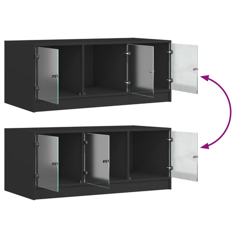 vidaXL Coffee Table with Glass Doors Black 102x50x42 cm