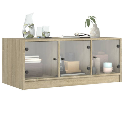 vidaXL Coffee Table with Glass Doors Sonoma Oak 102x50x42 cm