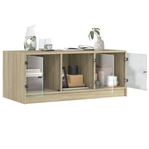 vidaXL Coffee Table with Glass Doors Sonoma Oak 102x50x42 cm