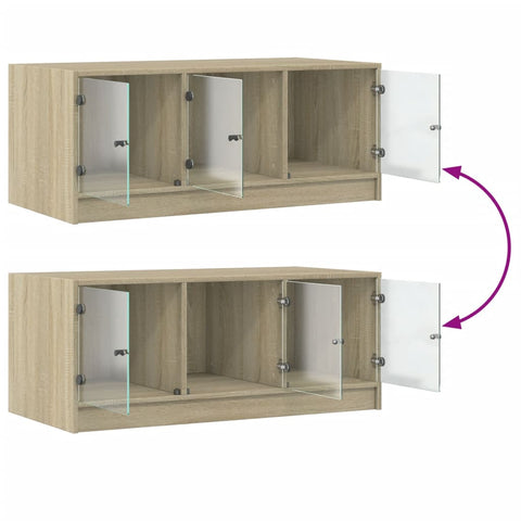 vidaXL Coffee Table with Glass Doors Sonoma Oak 102x50x42 cm