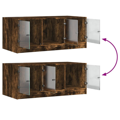 vidaXL Coffee Table with Glass Doors Smoked Oak 102x50x42 cm