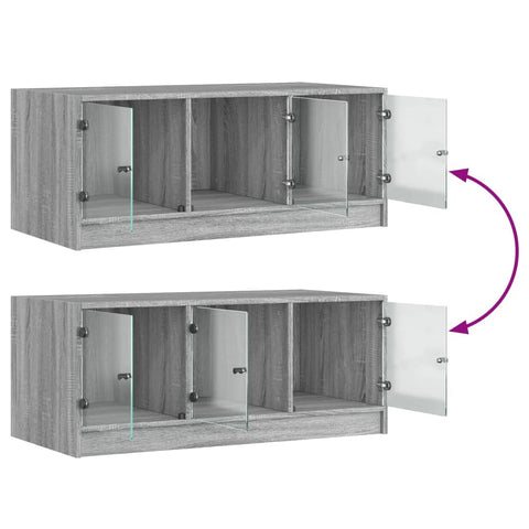 vidaXL Coffee Table with Glass Doors Grey Sonoma 102x50x42 cm