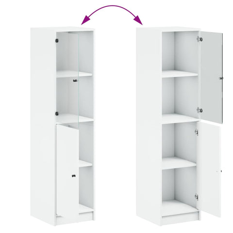 vidaXL Highboard with Glass Door White 35x37x142 cm
