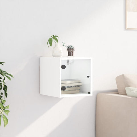 vidaXL Bedside Cabinet with Glass Door White 35x37x35 cm