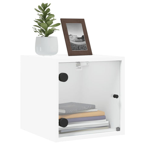 vidaXL Bedside Cabinet with Glass Door White 35x37x35 cm