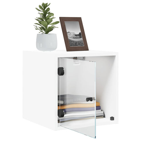 vidaXL Bedside Cabinet with Glass Door White 35x37x35 cm