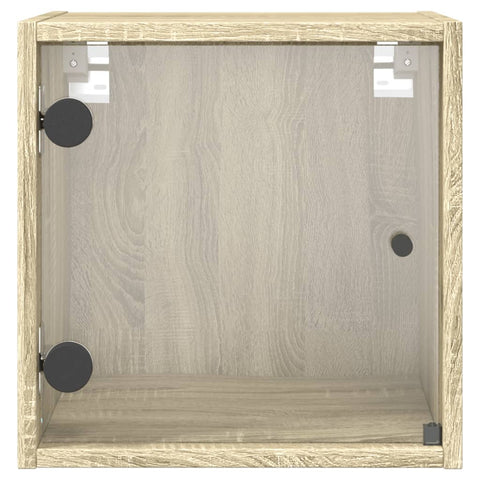 vidaXL Bedside Cabinets with Glass Doors 2 pcs Sonoma Oak 35x37x35 cm