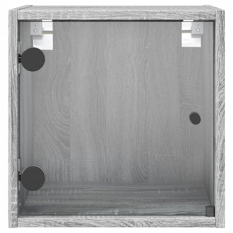 vidaXL Bedside Cabinets with Glass Doors 2 pcs Grey Sonoma 35x37x35 cm