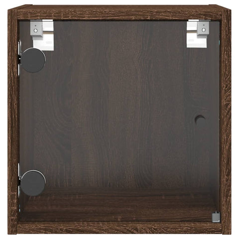 vidaXL Bedside Cabinets with Glass Doors 2 pcs Brown Oak 35x37x35 cm