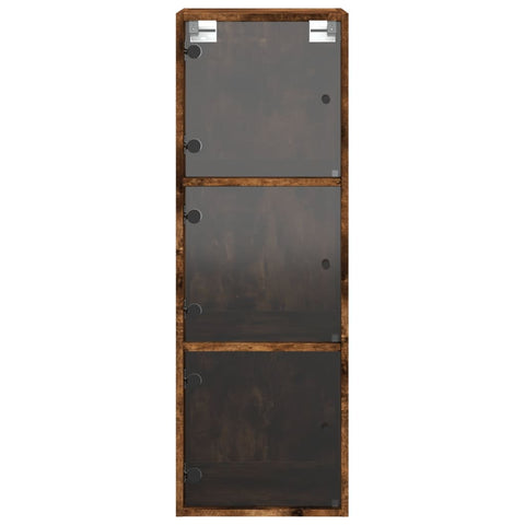 vidaXL Wall Cabinet with Glass Doors Smoked Oak 35x37x100 cm