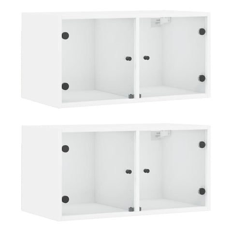 vidaXL Wall Cabinets with Glass Doors 2 pcs White 68.5x37x35 cm
