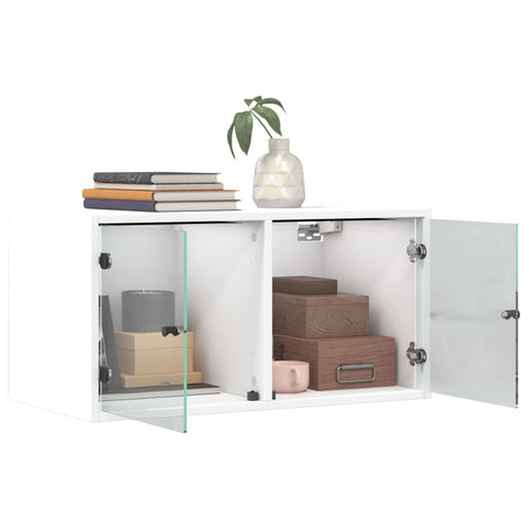 vidaXL Wall Cabinets with Glass Doors 2 pcs White 68.5x37x35 cm